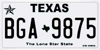 TX license plate BGA9875