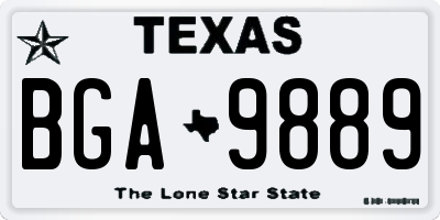 TX license plate BGA9889