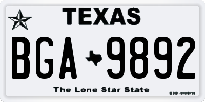TX license plate BGA9892