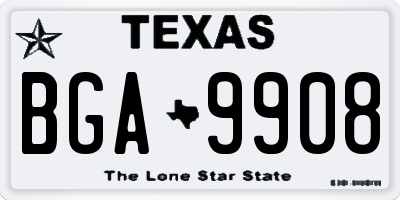 TX license plate BGA9908
