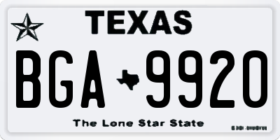 TX license plate BGA9920
