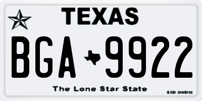 TX license plate BGA9922