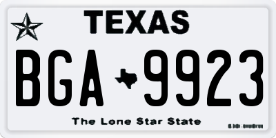 TX license plate BGA9923