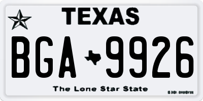 TX license plate BGA9926