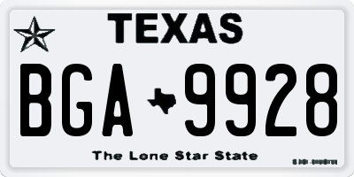 TX license plate BGA9928