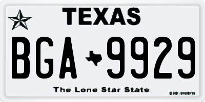 TX license plate BGA9929