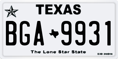 TX license plate BGA9931