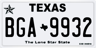 TX license plate BGA9932