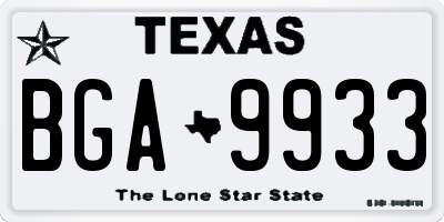 TX license plate BGA9933