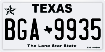 TX license plate BGA9935