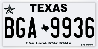 TX license plate BGA9936