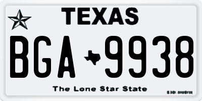 TX license plate BGA9938