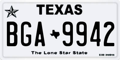 TX license plate BGA9942