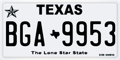 TX license plate BGA9953