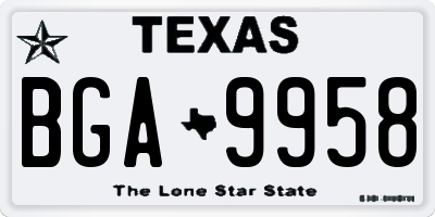 TX license plate BGA9958