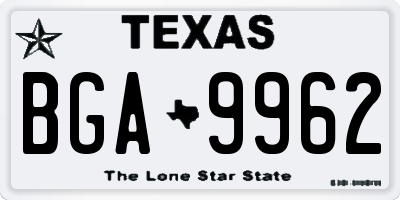 TX license plate BGA9962