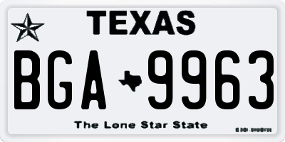 TX license plate BGA9963