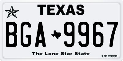 TX license plate BGA9967