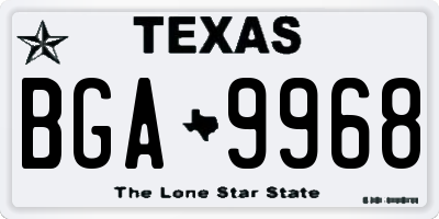 TX license plate BGA9968