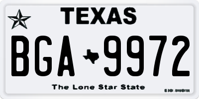 TX license plate BGA9972