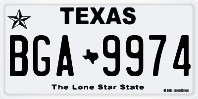 TX license plate BGA9974