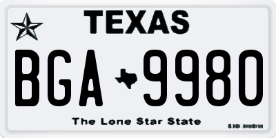 TX license plate BGA9980