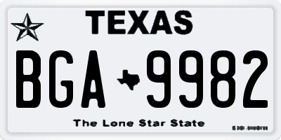 TX license plate BGA9982