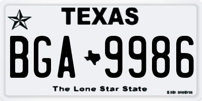 TX license plate BGA9986