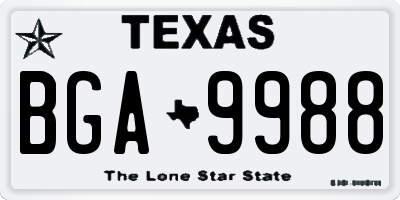 TX license plate BGA9988