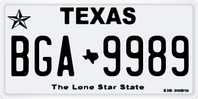 TX license plate BGA9989