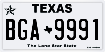 TX license plate BGA9991
