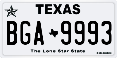 TX license plate BGA9993