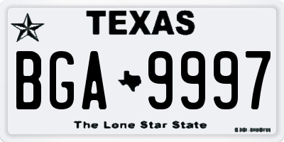 TX license plate BGA9997