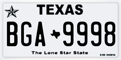 TX license plate BGA9998