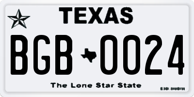 TX license plate BGB0024