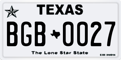 TX license plate BGB0027