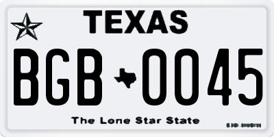 TX license plate BGB0045