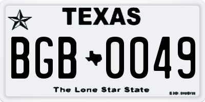 TX license plate BGB0049