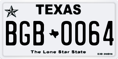 TX license plate BGB0064
