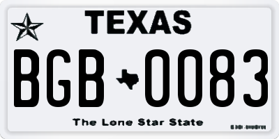 TX license plate BGB0083