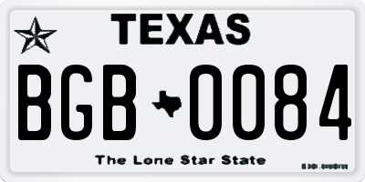 TX license plate BGB0084