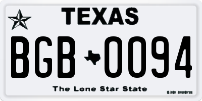 TX license plate BGB0094