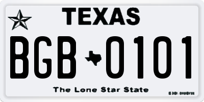 TX license plate BGB0101