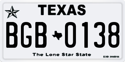 TX license plate BGB0138