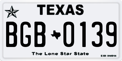 TX license plate BGB0139