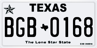 TX license plate BGB0168