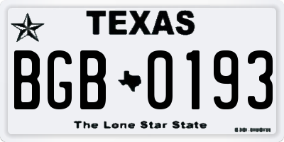 TX license plate BGB0193