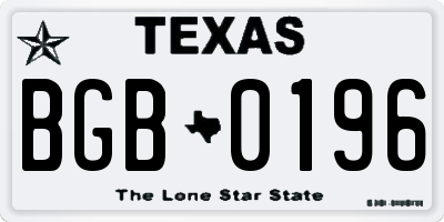 TX license plate BGB0196
