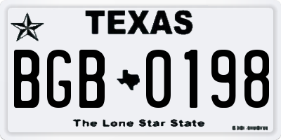 TX license plate BGB0198