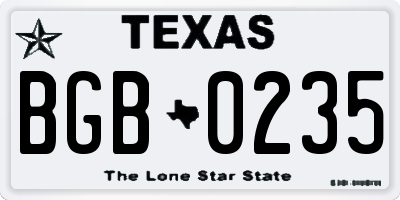 TX license plate BGB0235